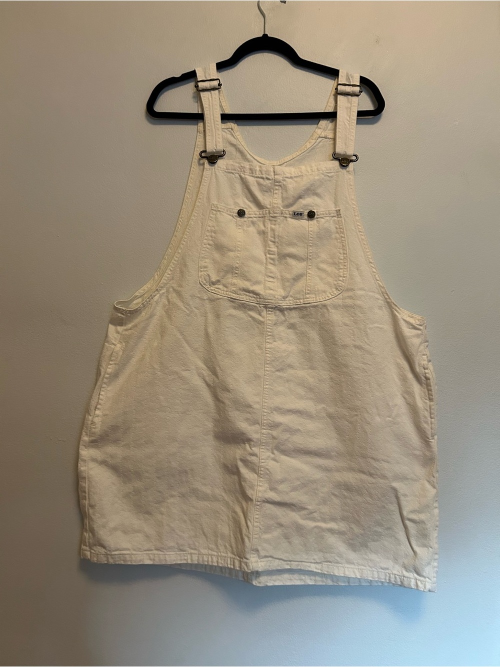 Lee Cream Denim Overall Mini Dress